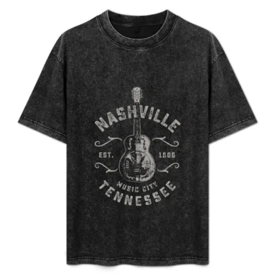 Nashville Music City Usa Vintage Mineral Wash T-Shirt