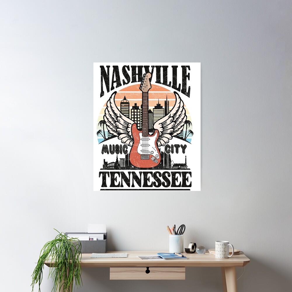Nashville Music City Country Music And Western Style Gift Poster - Image 2