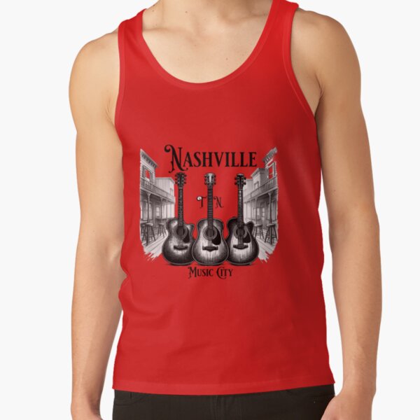 Nashville Tn Music City Guitar Town Country Music Tank Top - Image 4