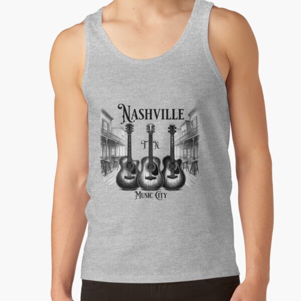 Nashville Tn Music City Guitar Town Country Music Tank Top - Image 3