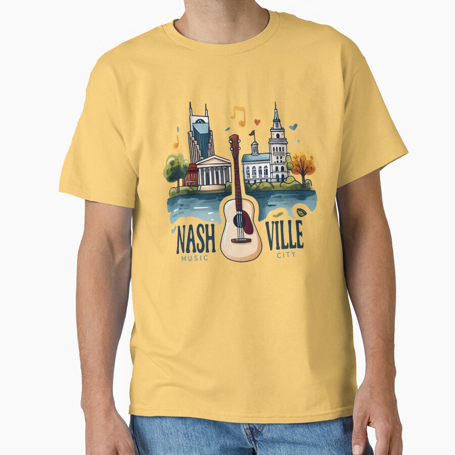 Nashville Tennessee Music City Cityscape T-shirt - Image 6