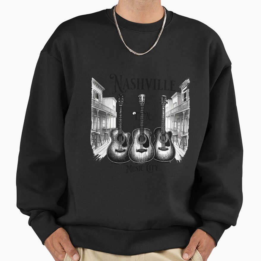 Nashville Tn Music City Guitar Town Country Music Sweatshirt - Image 3
