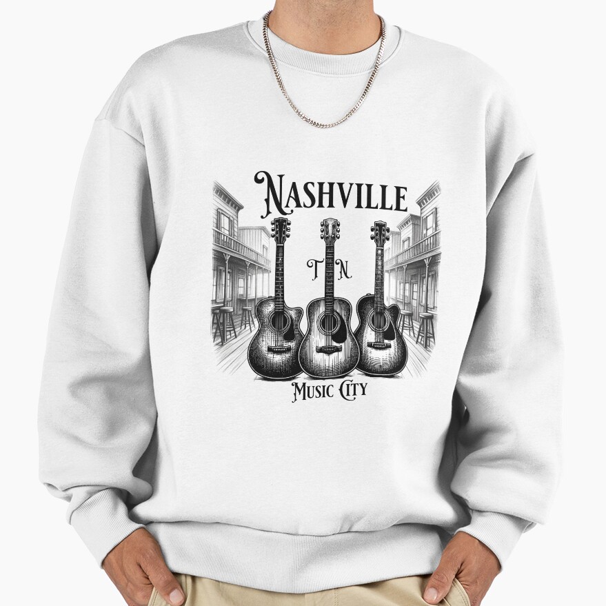 Nashville Tn Music City Guitar Town Country Music Sweatshirt - Image 2