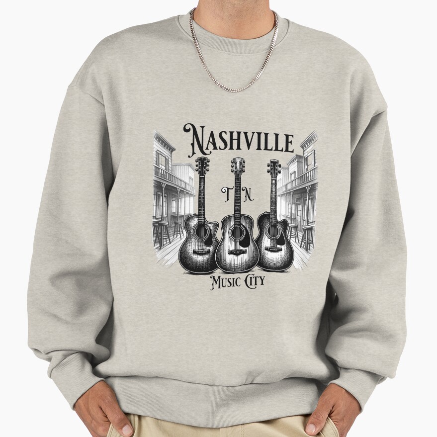 Nashville Tn Music City Guitar Town Country Music Sweatshirt - Image 5