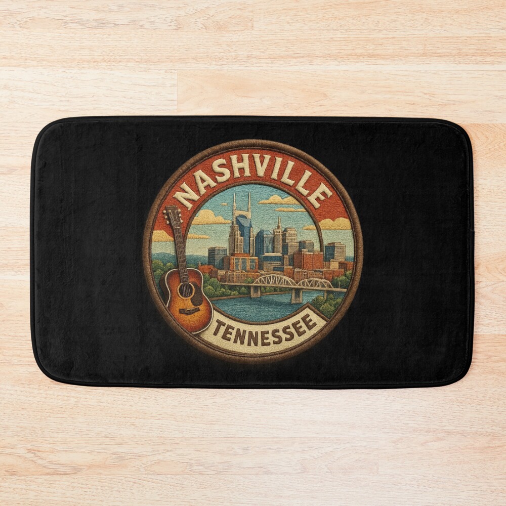 Nashville Tennessee Music City Skyline Bath Mat