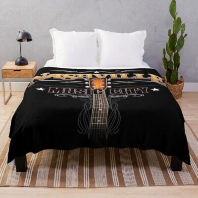Nashville Music City Country Music Throw Blanket
