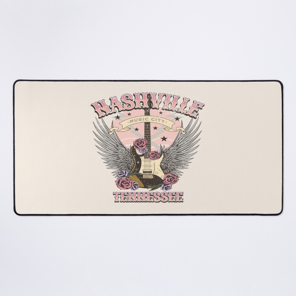 Nashville Guitar And Roses Mouse Pad