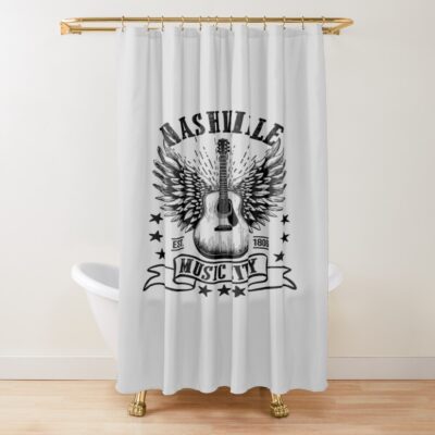 Nashville Music Acoustic Guitar Shower Curtain