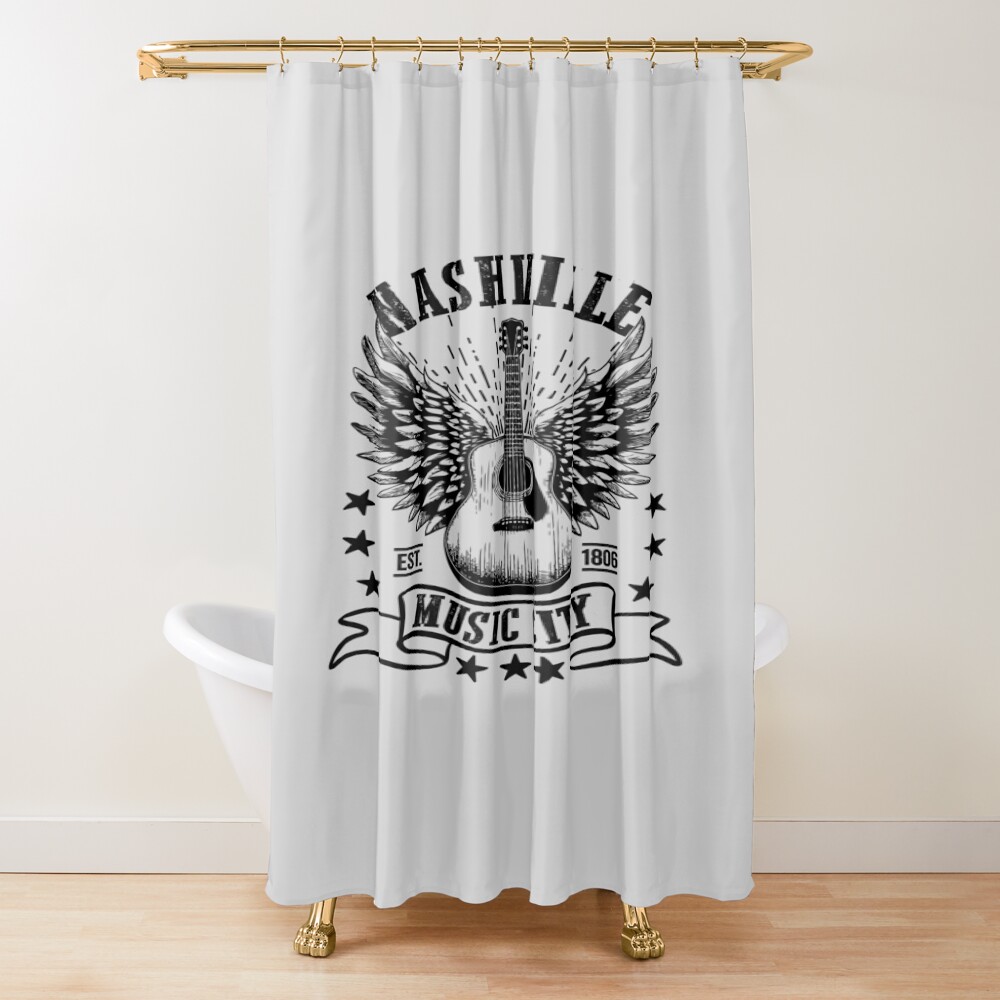 Nashville Music Acoustic Guitar Shower Curtain