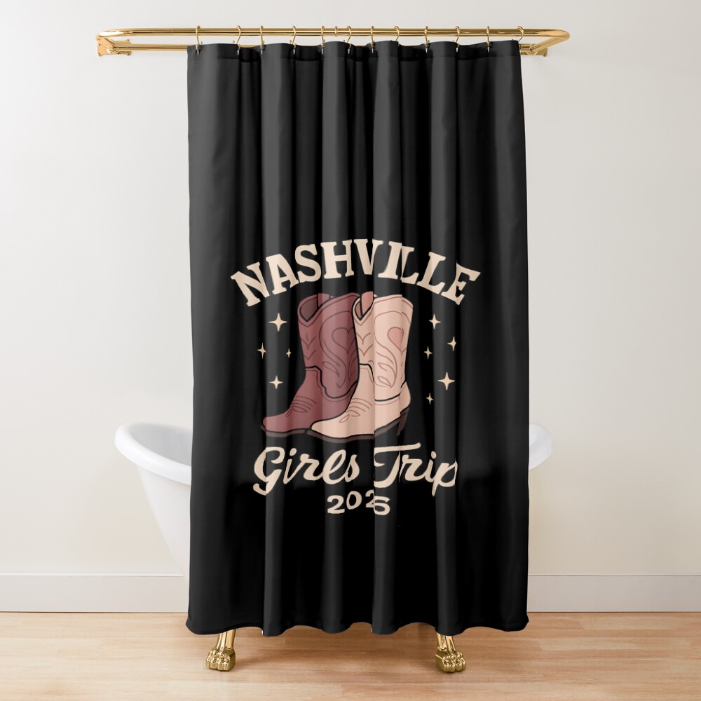 Pink Cowgirl Nashville Girls Trip Shower Curtain