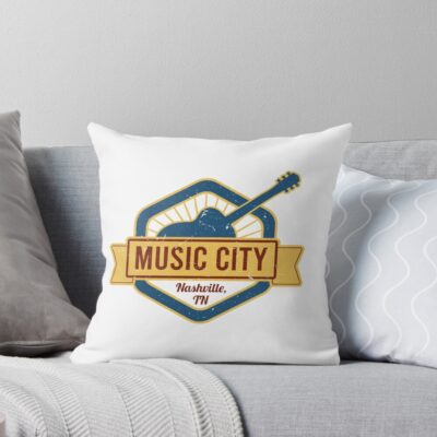 New Music City Nashville Throw Pillow