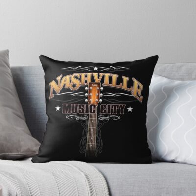 Nashville Music City Country Music Throw Pillow