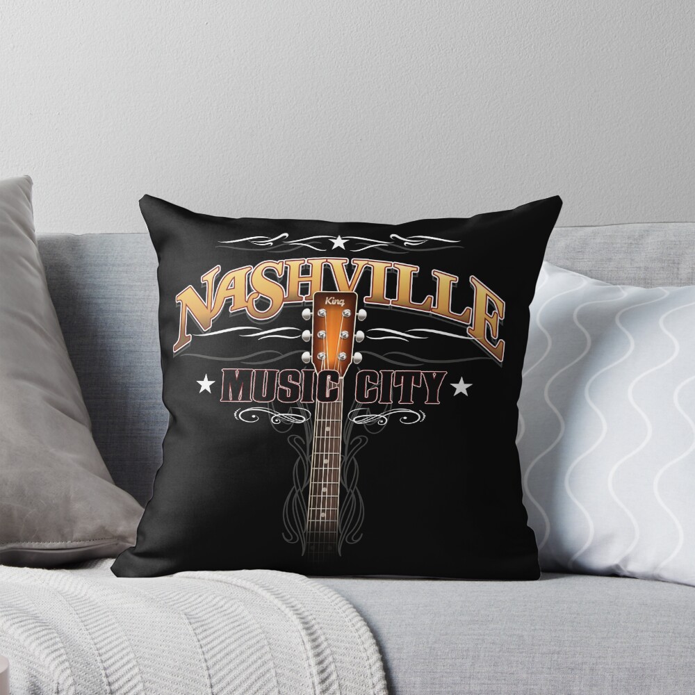 Nashville Music City Country Music Throw Pillow
