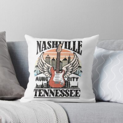 Nashville Music City Country Throw Pillow