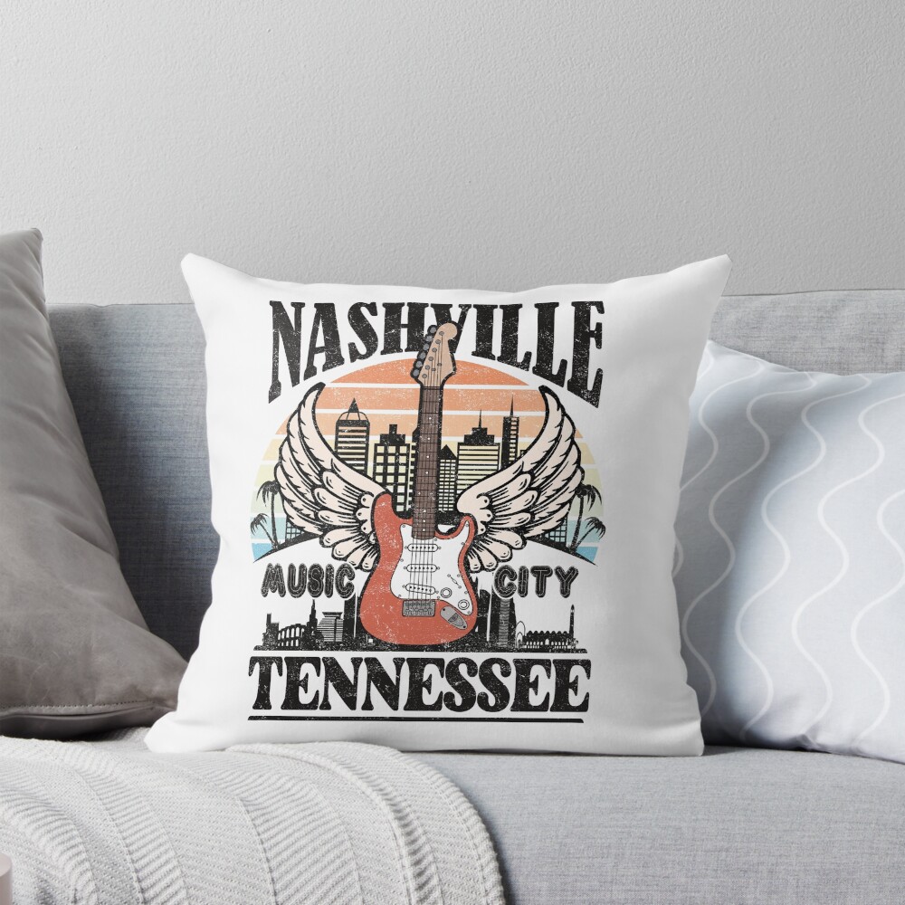 Nashville Music City Country Throw Pillow