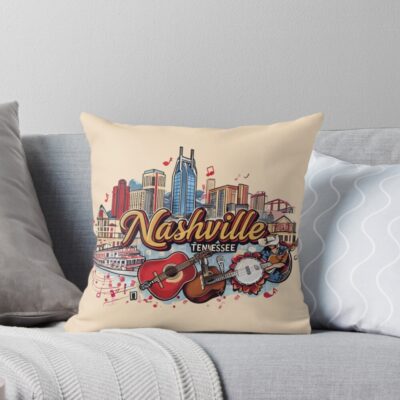 Nashville With City Throw Pillow